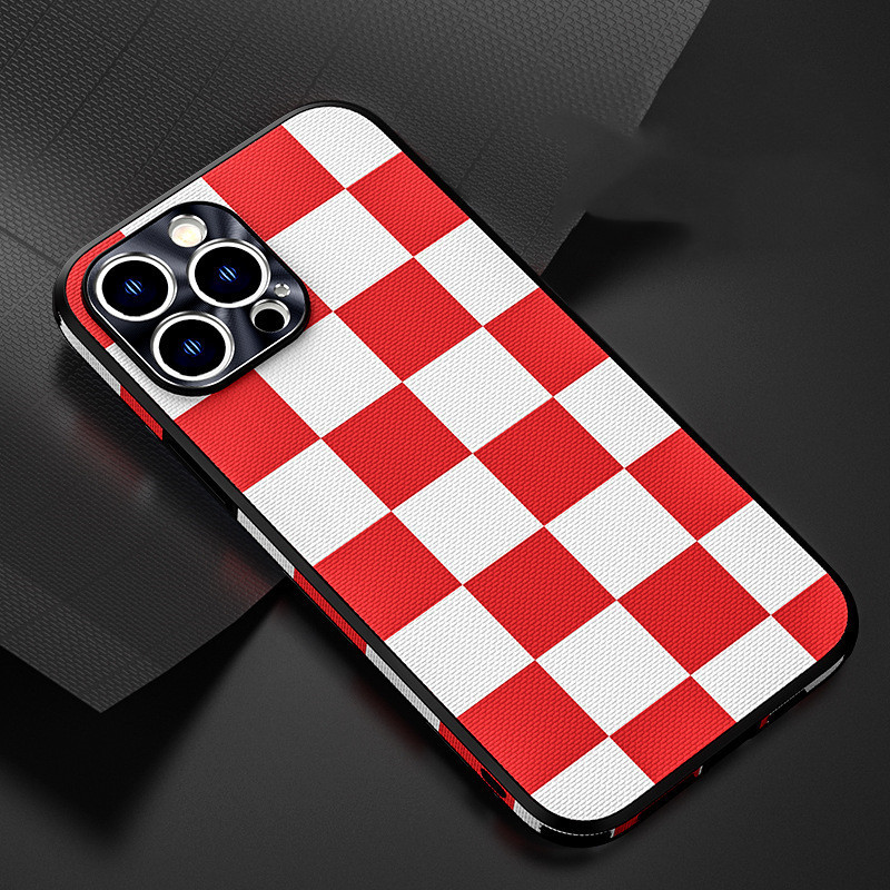 Plaid Side Stick Leather Phone Case - Image 6