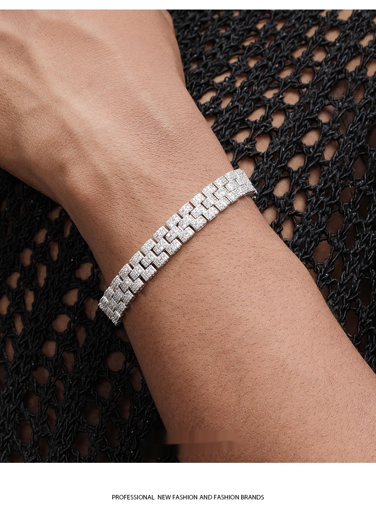 Platinum-Plated Tennis Chain Bracelet For Men - Image 2