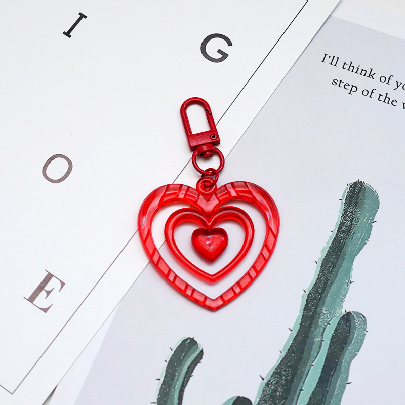 Cute Retro Love Acrylic Couple Keychain - Image 3