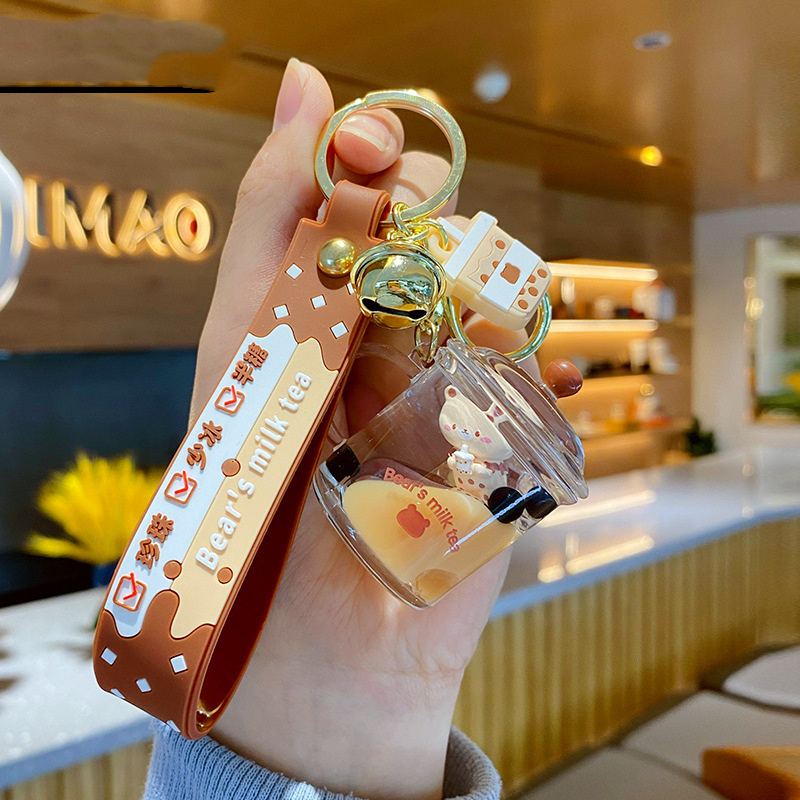 Cute Milk Tea Bear Pendant Keychain