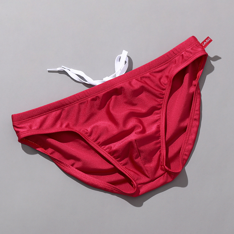 Men's Solid Color Glossy Swim Briefs - Image 2