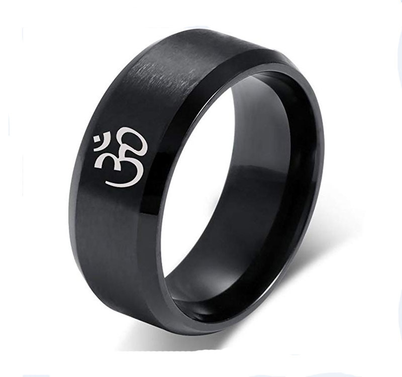 Sanskrit Ohm Stainless Steel Ring Men - Image 2