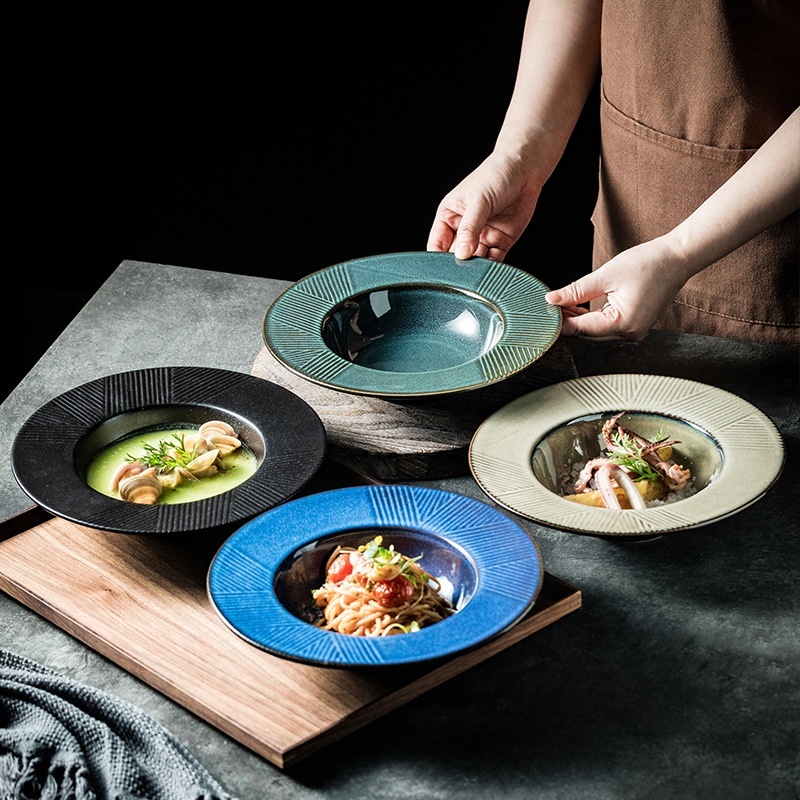 Table-Mounted Thick Soup Deep Plates