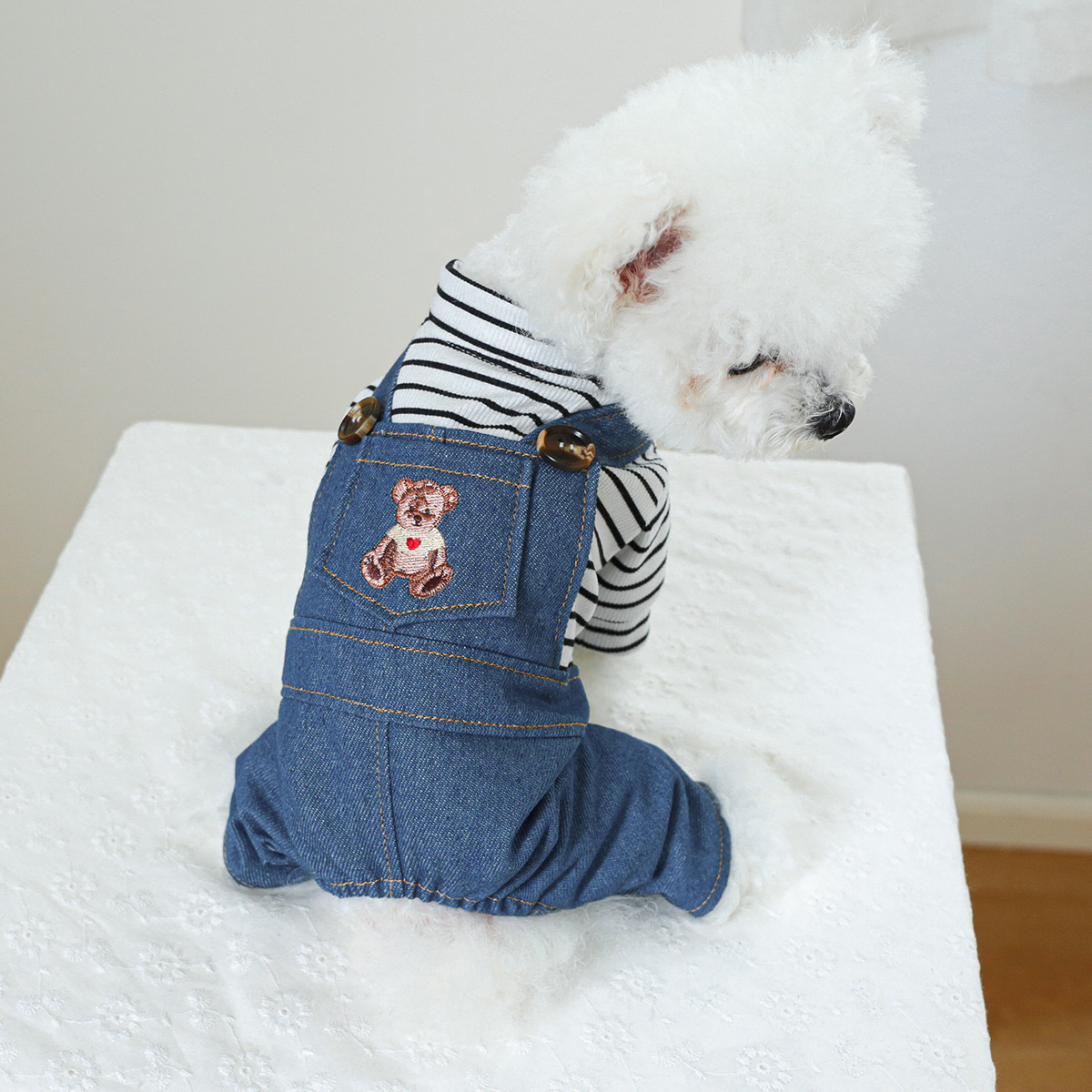 Pet Dog Cute Bear Denim Suit