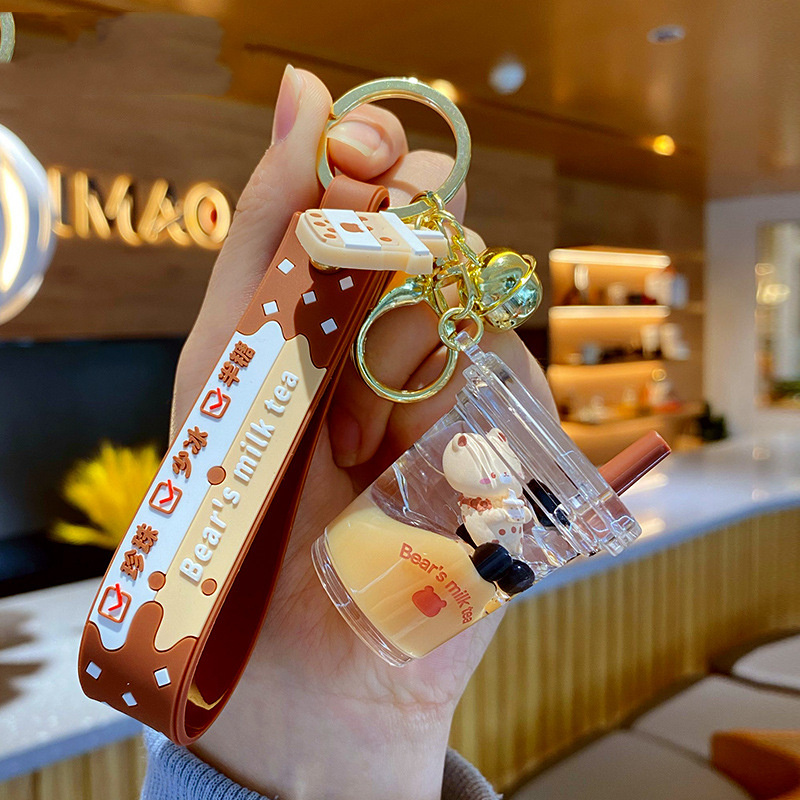Cute Milk Tea Bear Pendant Keychain - Image 4