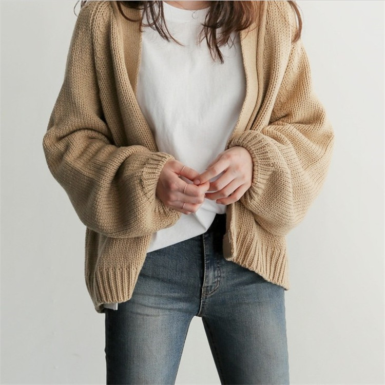 Puffy Woven Cardigan Sweater - Image 5