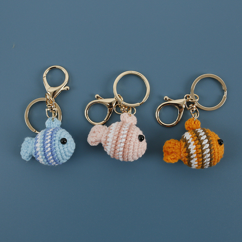 Creative Hand Crocheted Clownfish Keychain