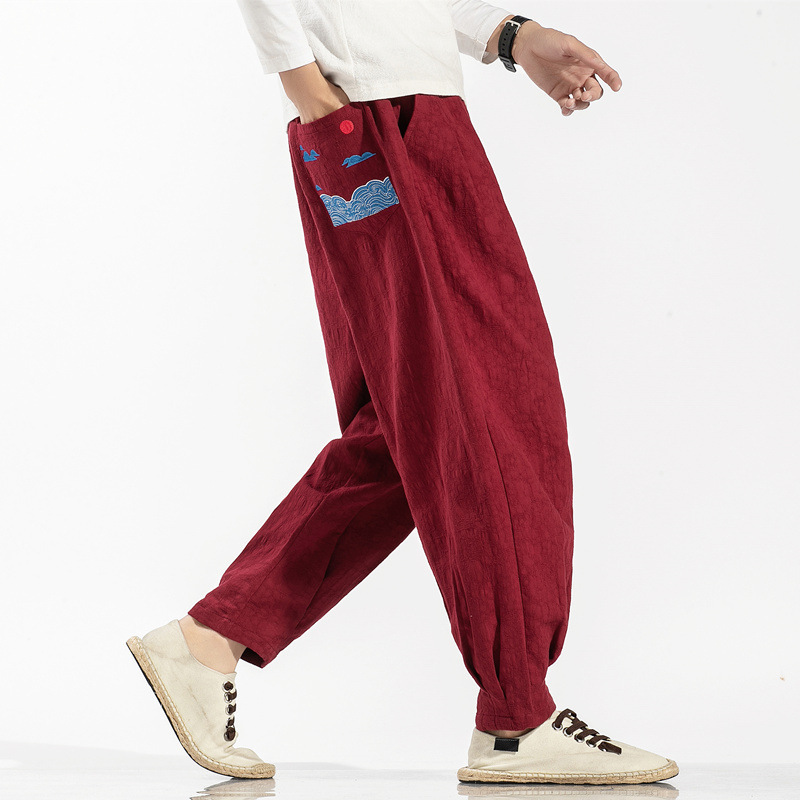 Retro Embroidery Chinese Style Men Trousers - Image 2
