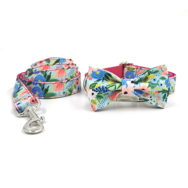Printed Big Dog Leash Collar Bow Tie Suit