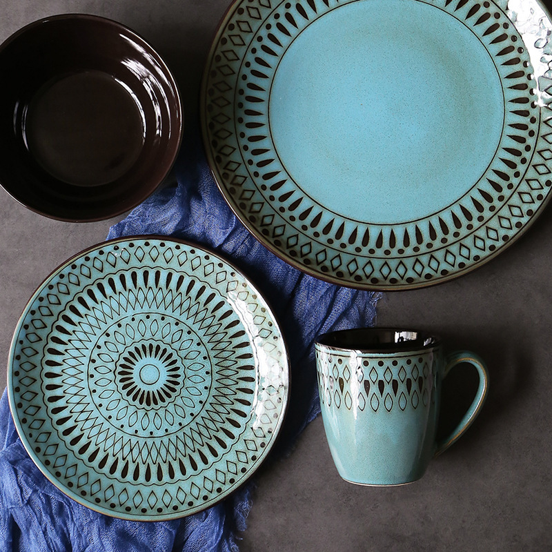 Ceramic Retro Household Bowls Plates Set