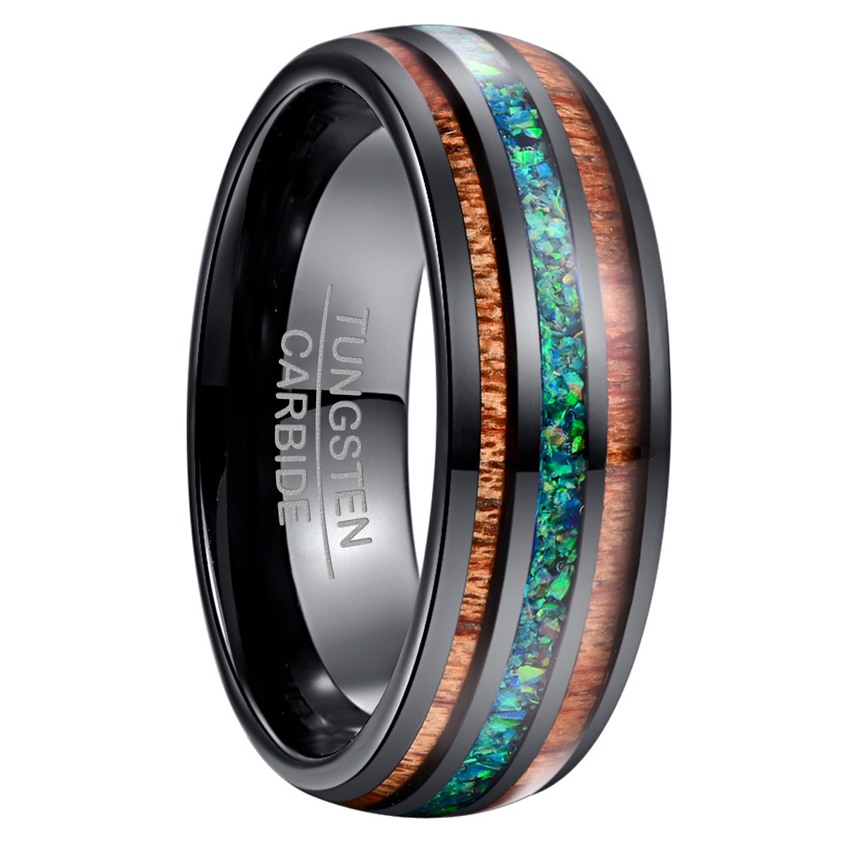 Blue Opal Tungsten Ring Men - Image 5