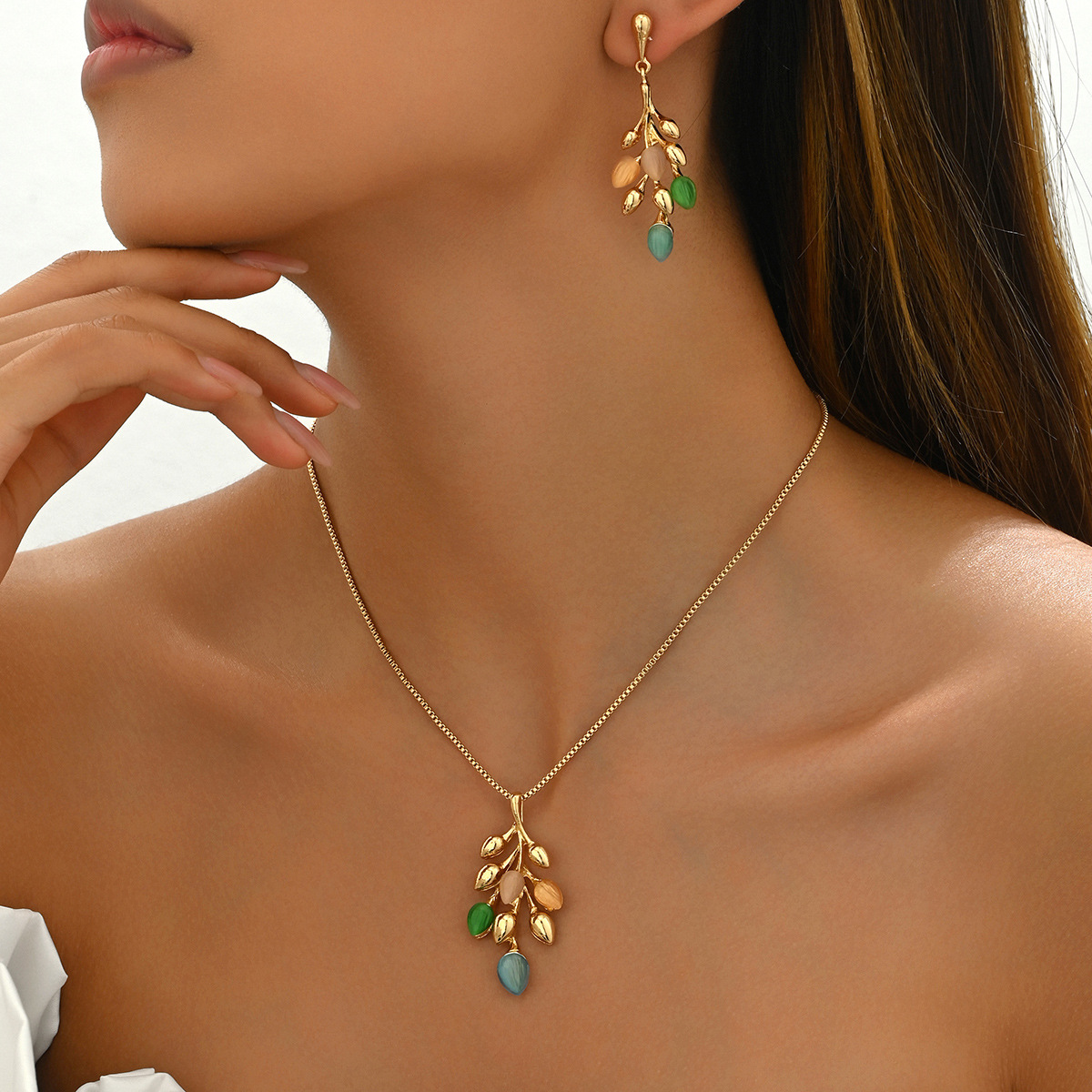 Women's Wheat Earrings Necklace Suit