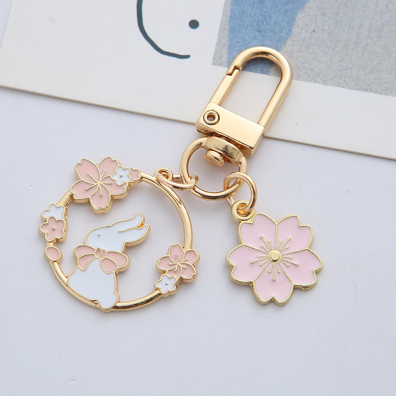 Cute Rabbit Cat Alloy Keychain Pendant - Image 3