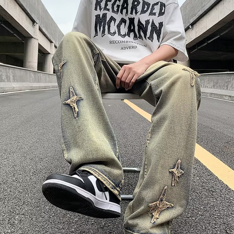 Zipper Loose Denim Trousers Men - Image 7