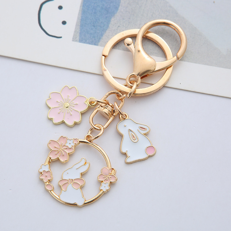 Cute Rabbit Cat Alloy Keychain Pendant - Image 2