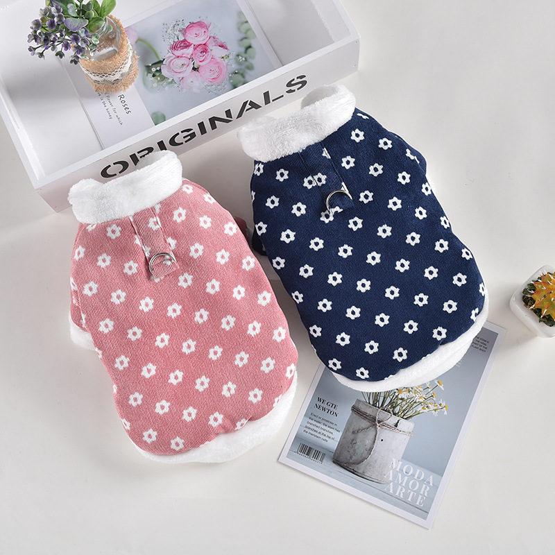 Flower Corduroy Cotton Padded Dog Jacket - Image 2