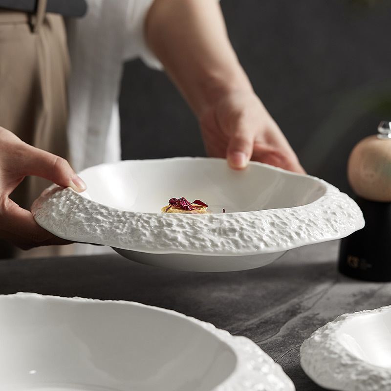 Household Ceramic Rock Pattern Deep Plates - Image 3