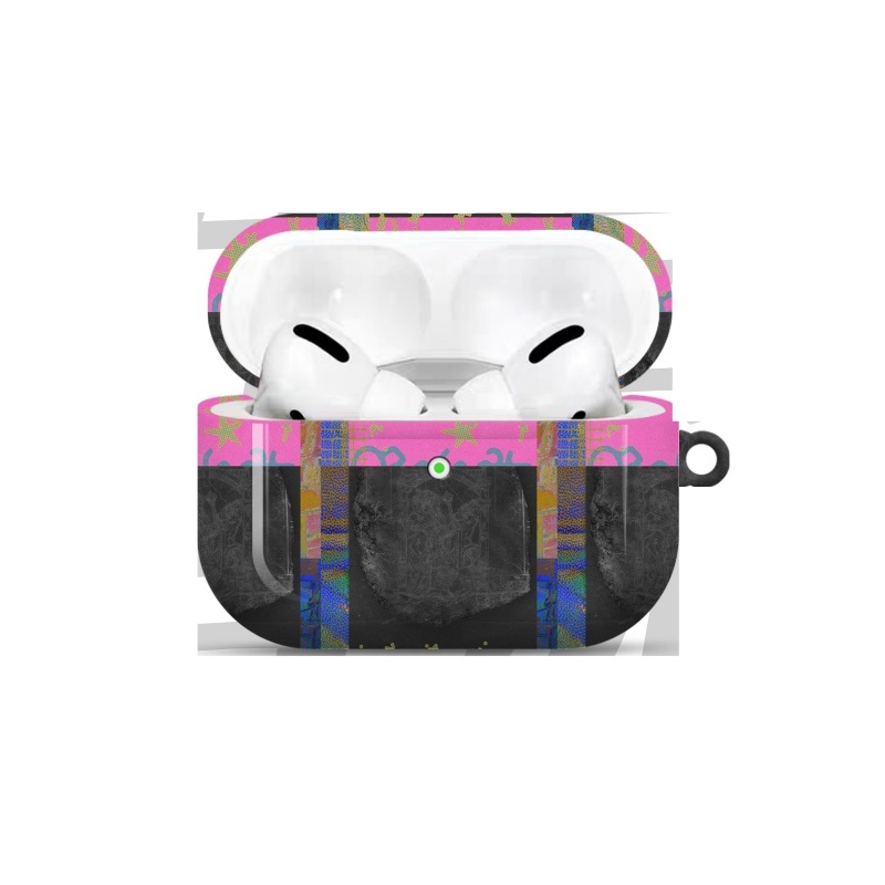 Dark Gray Retro Prints Pink Ins Earphone Case - Image 3