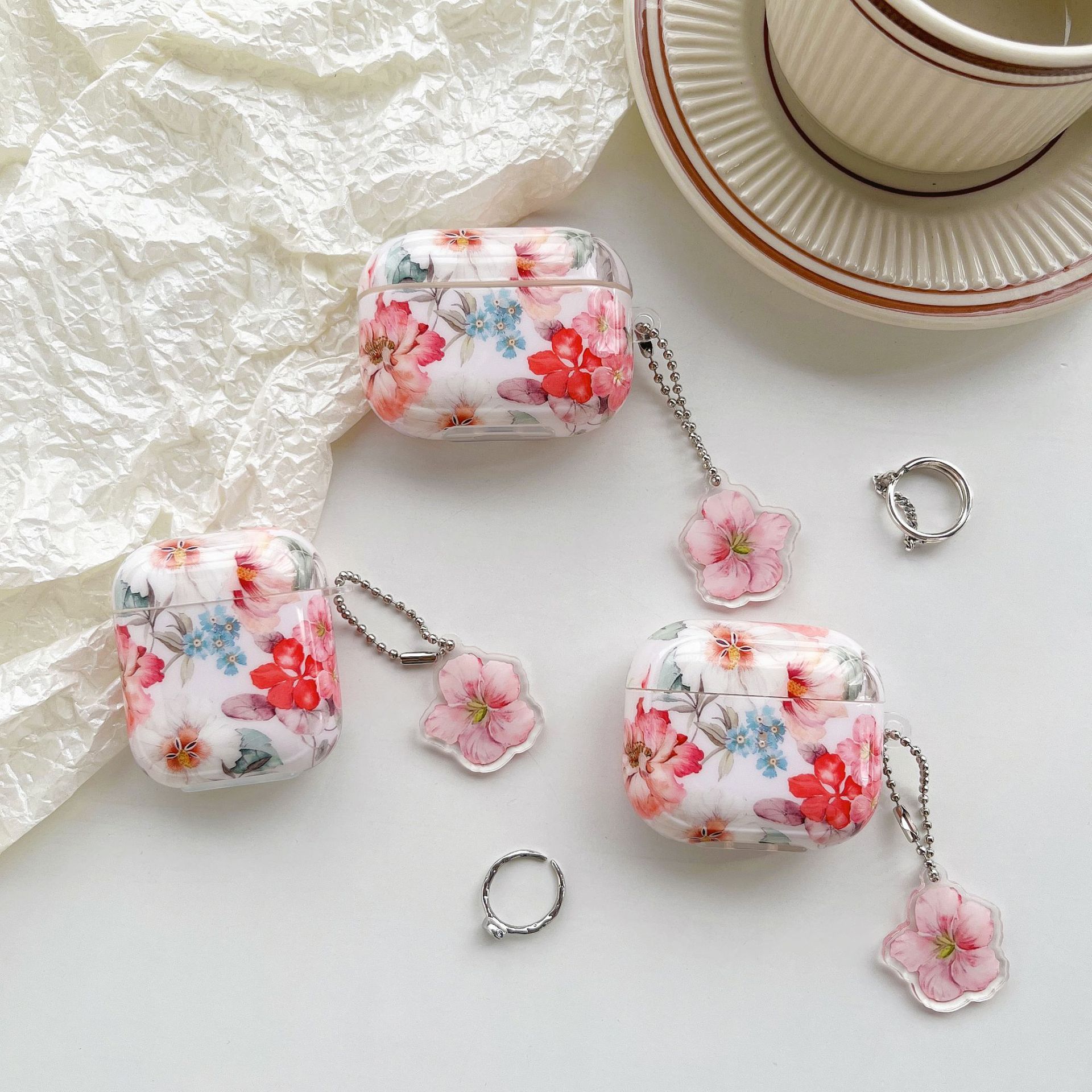 Watercolor Flower Bluetooth Earbuds Protective Case