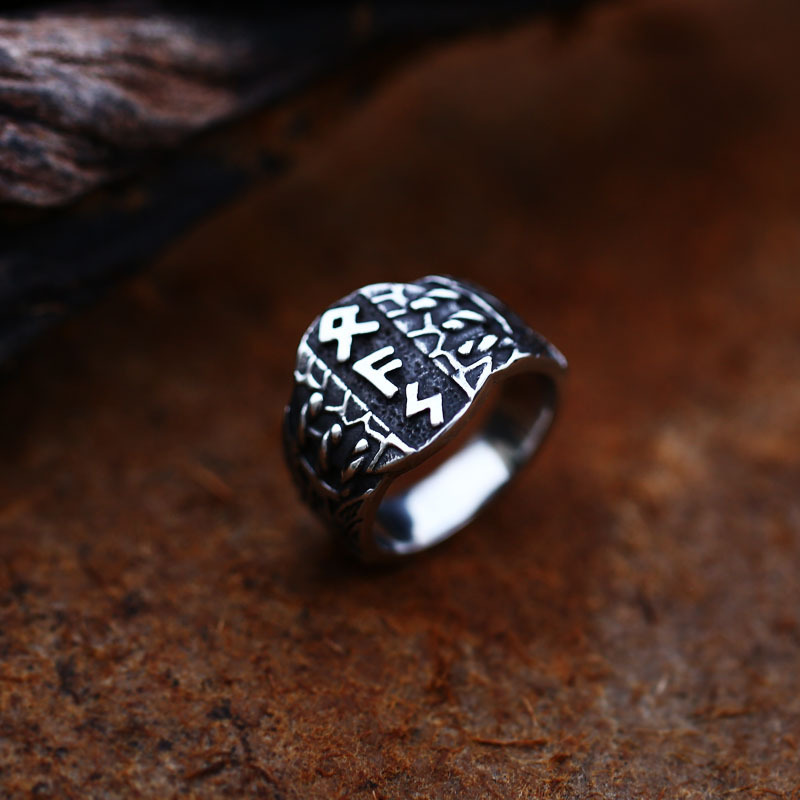 Vintage Stainless Steel Viking Men Ring - Image 3
