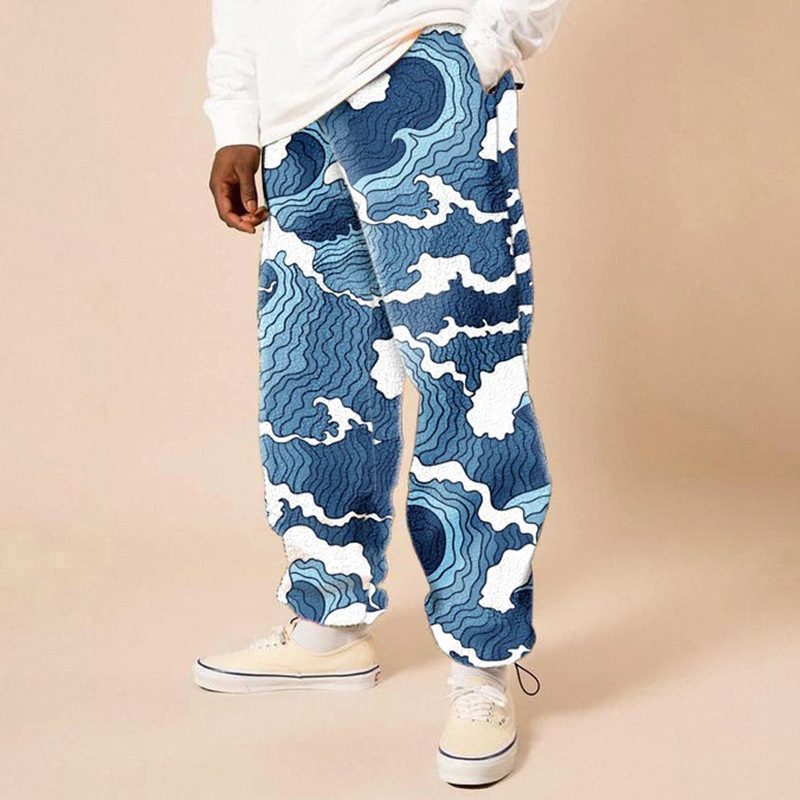 Loose Mid-waist Printed Fall Trousers For Men - Image 6