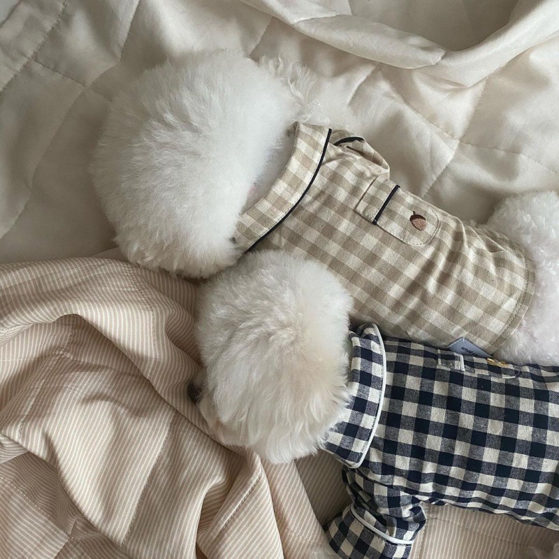 Plaid Khaki Blue Pocket Pajamas For Dogs - Image 5