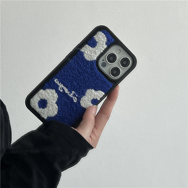 Klein Blue Flower Plush Phone Case - Image 2