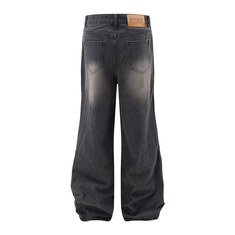 Ripped Wide-legged Denim Trousers For Men - Image 6