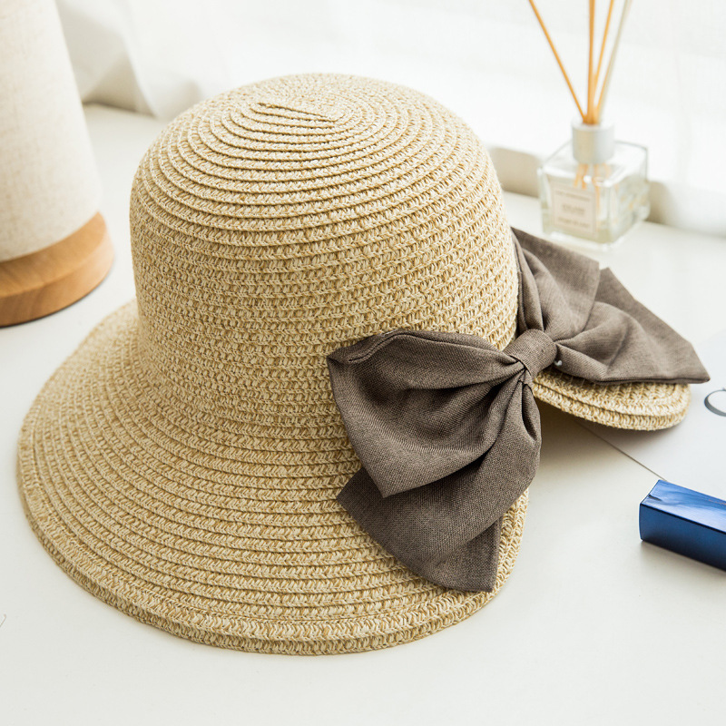 Versatile Women's Bow Slit Straw Hat