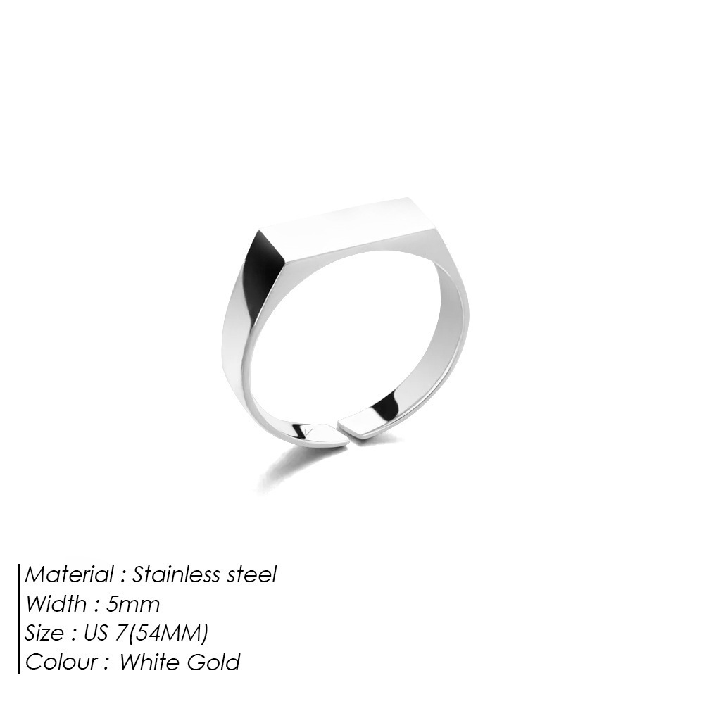 Stainless Steel Strip Glossy Ring Men - Image 2