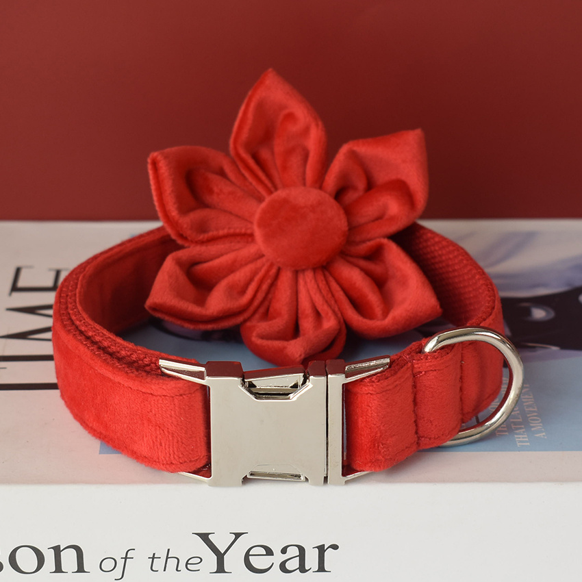 Red Velvet Double Layer Dog Collar - Image 6