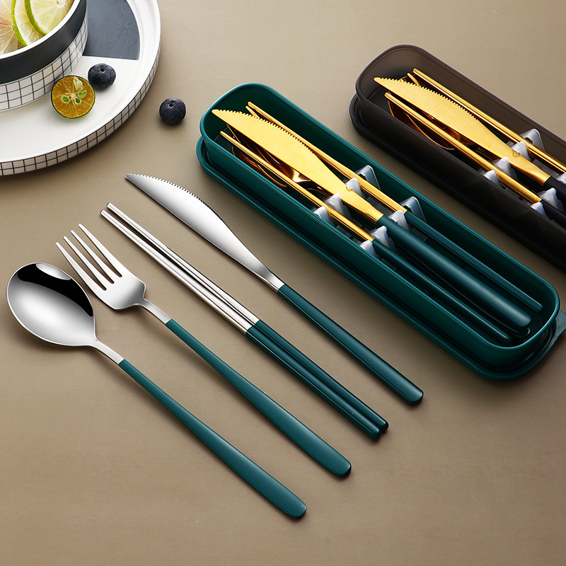 Portable 304 Gold Cutlery Sets with Case