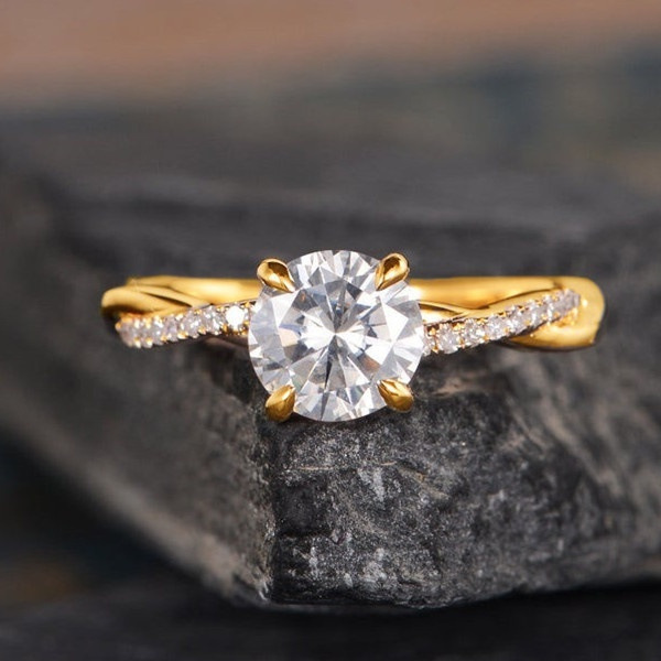 Hand Inlaid Zircon Ring