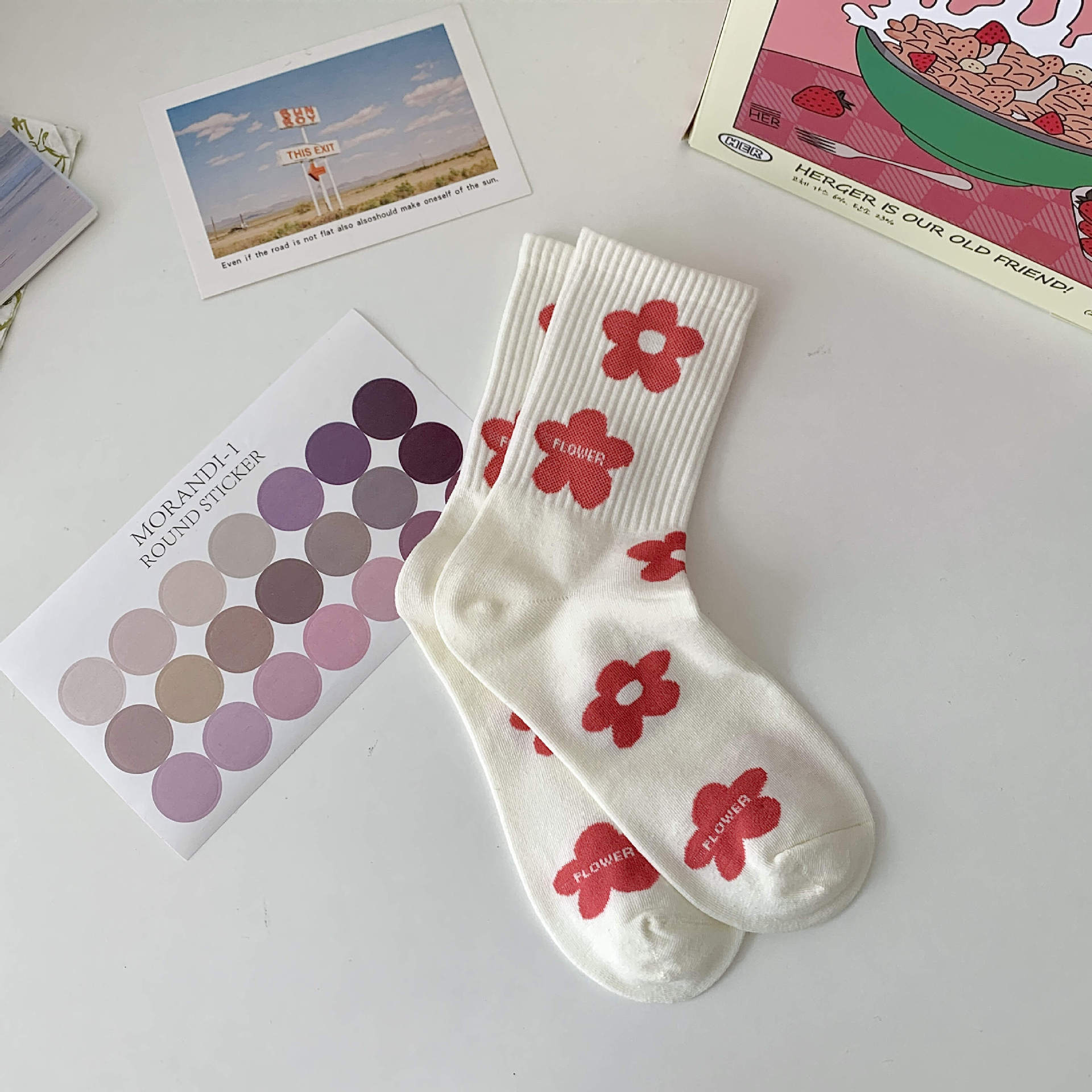 Women Cute Sweet Harajuku Flower Socks - Image 6