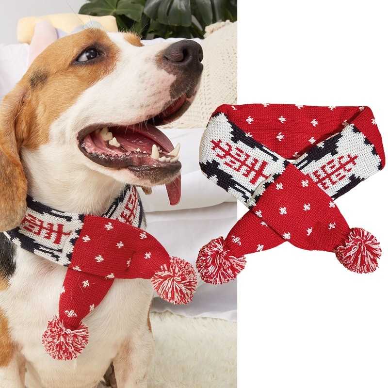 Christmas Pet Contrast Color Striped Scarf - Image 2