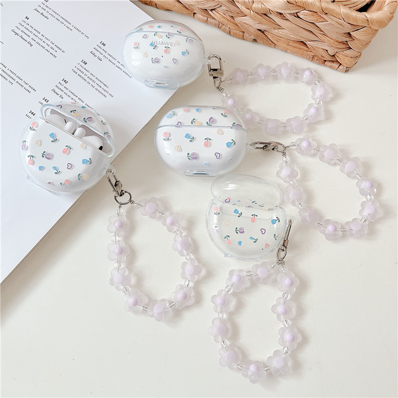Silicone Transparent Floral Butterfly Headphone Case