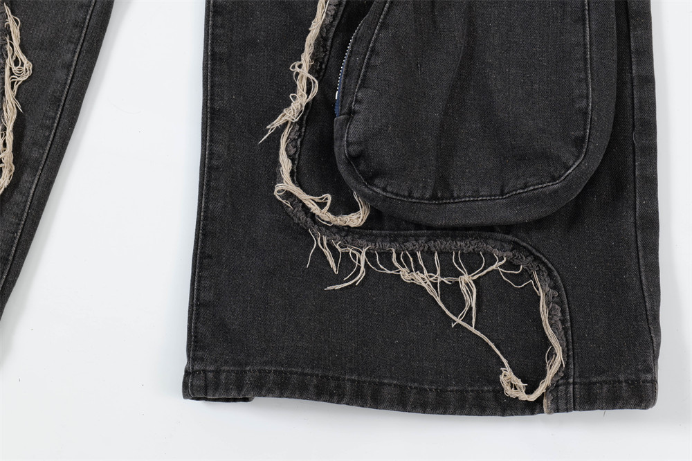 Ripped Wide-legged Denim Trousers For Men - Image 10