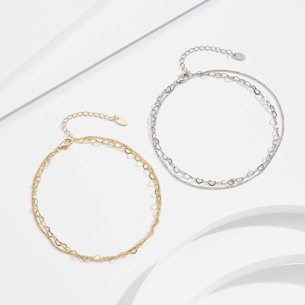 S925 Sterling Silver Double-layer Silver Anklet - Image 3