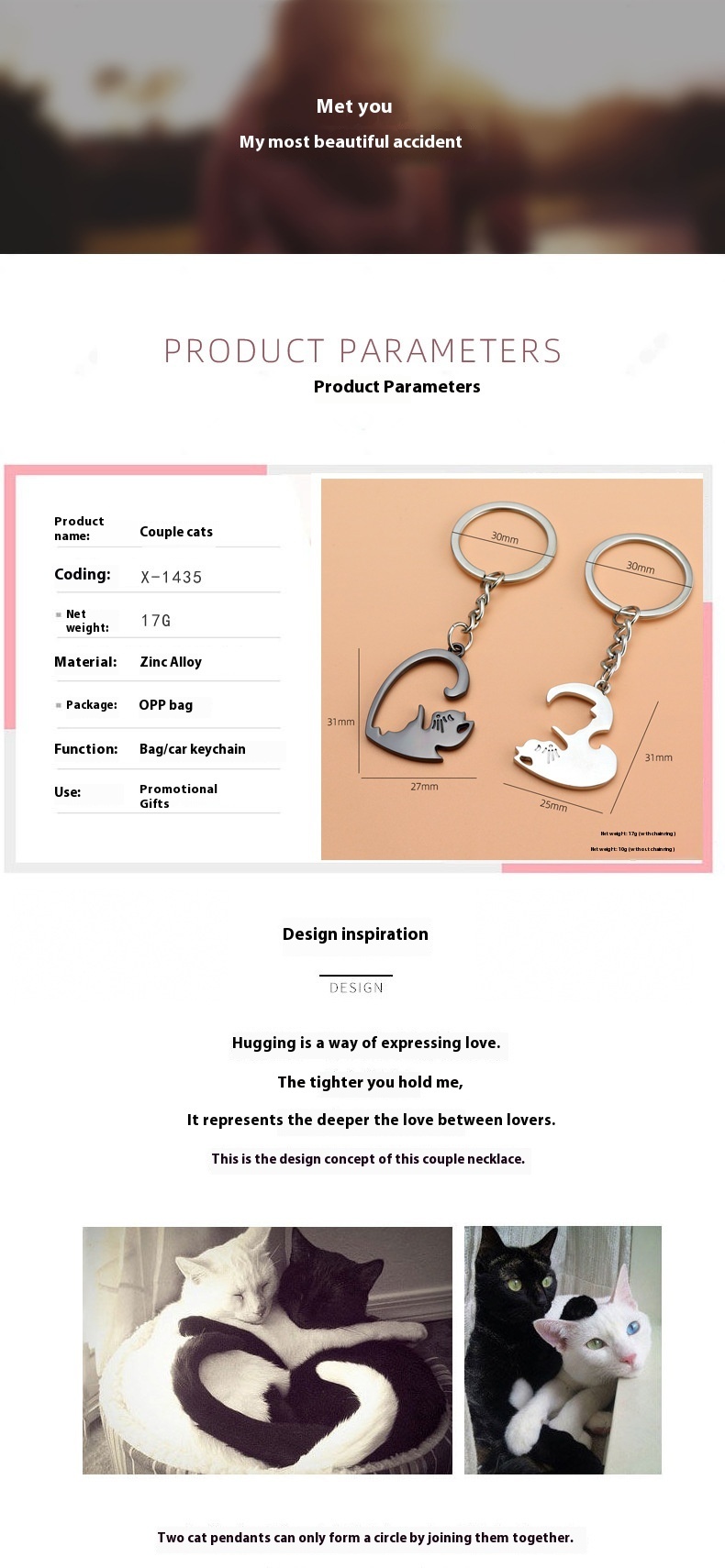 Heart Cat Lovers Keychain Pendant - Image 8