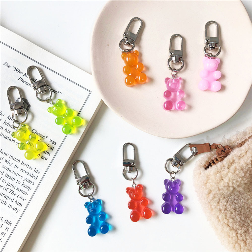 Cute Resin Candy Color Bear Keychain