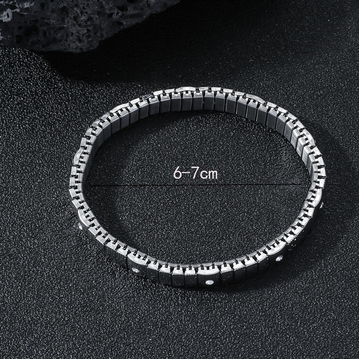 Cold Stainless Steel Diamond Bracelet For Men - Image 2