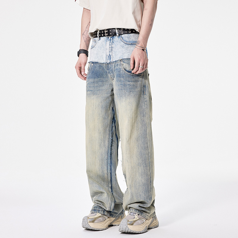Loose Wide Leg Straight Denim Trousers For Men - Image 5