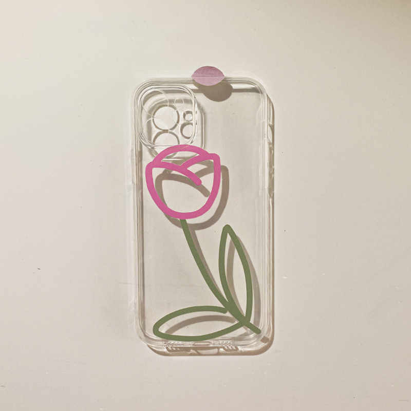 Simple Tulip Pattern Transparent Phone Case