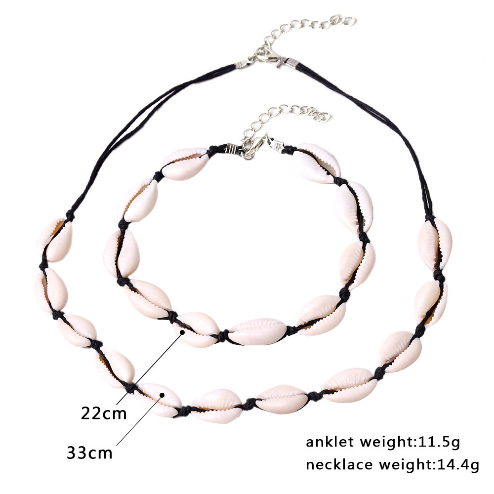 Casual Hand-Woven Shell Clavicle Chain Anklet - Image 5