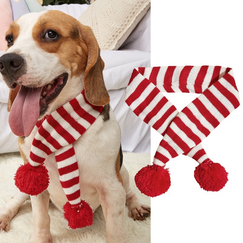 Christmas Pet Contrast Color Striped Scarf - Image 6
