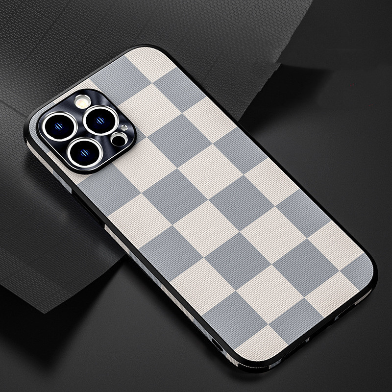 Plaid Side Stick Leather Phone Case - Image 5