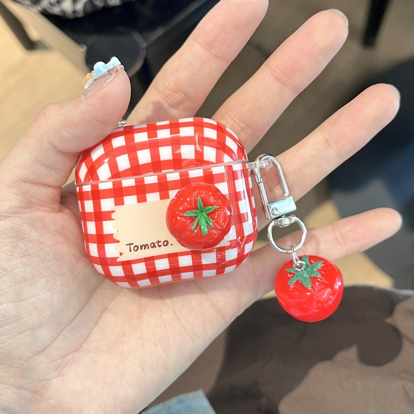 Red Plaid Wireless Earphone Case