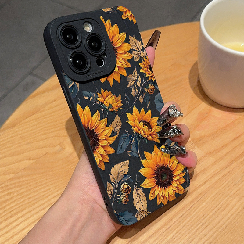 Vintage Sunflower Shockproof Frosted Phone Case - Image 3