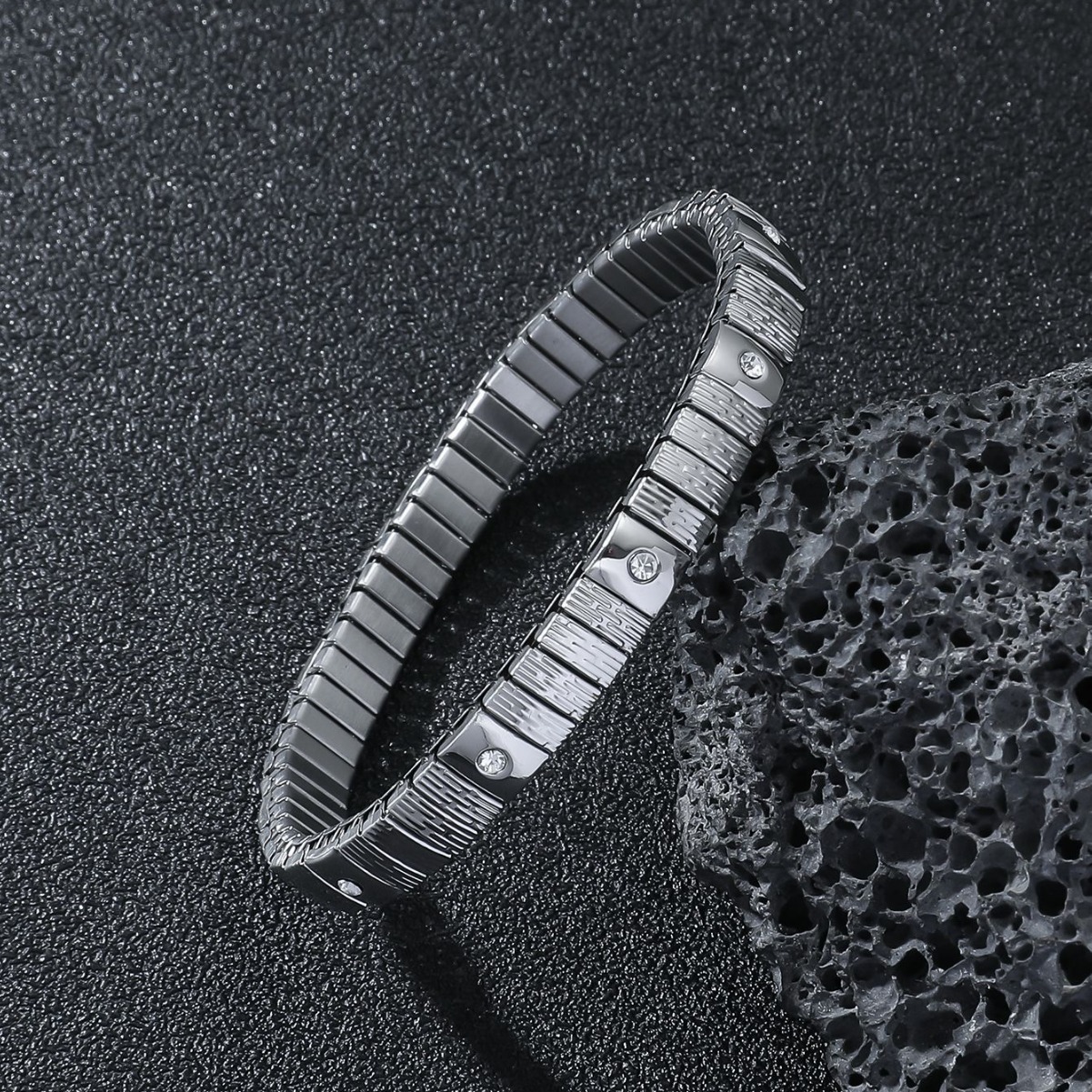 Cold Stainless Steel Diamond Bracelet For Men - Image 6