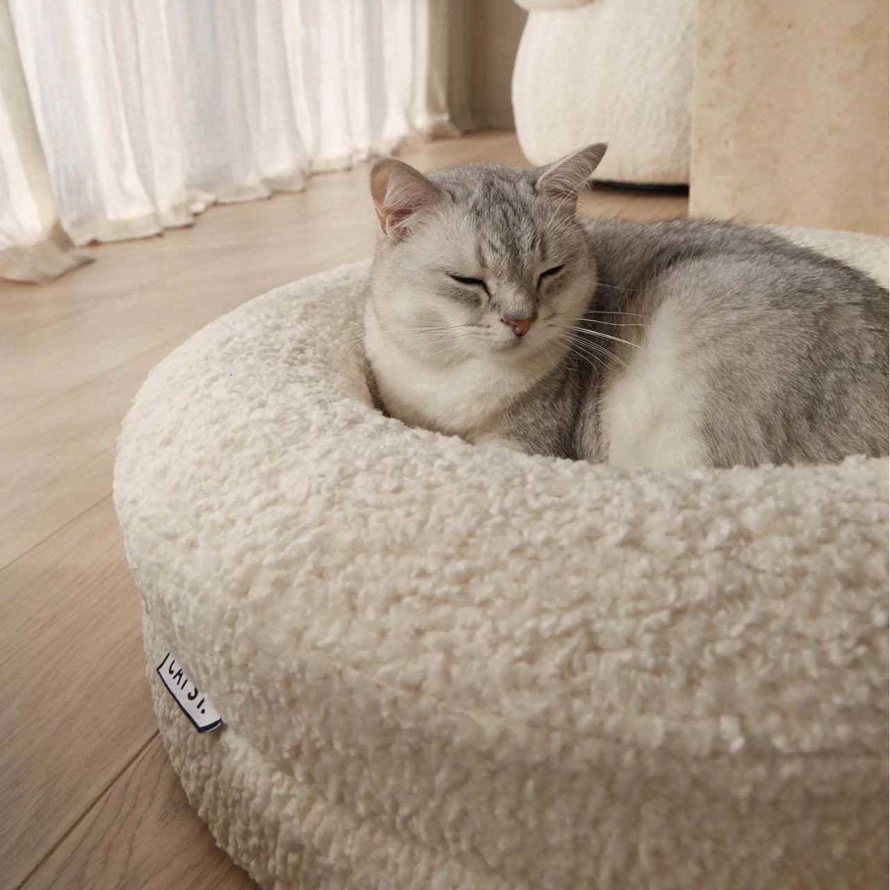 Household Solid Color Leisure Round Cat Bed - Image 6